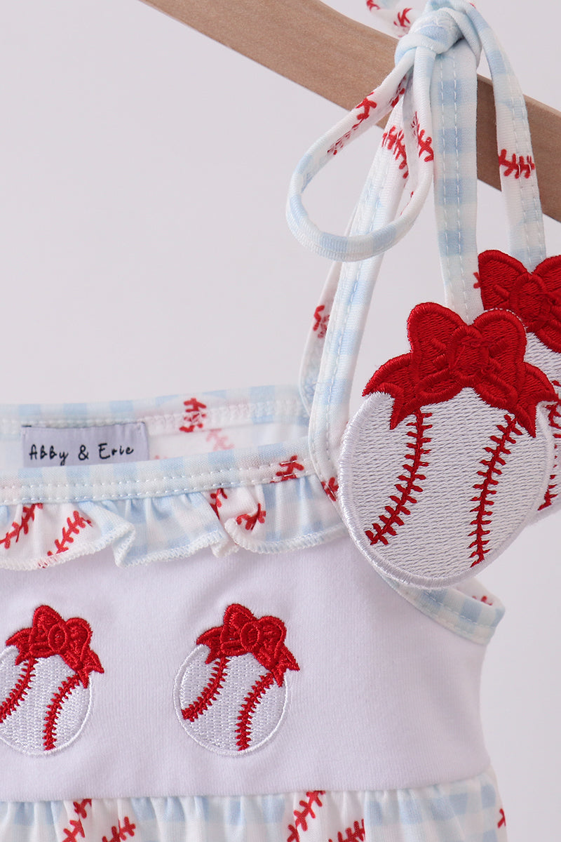 Baseball Gingham Ruffle Bubble