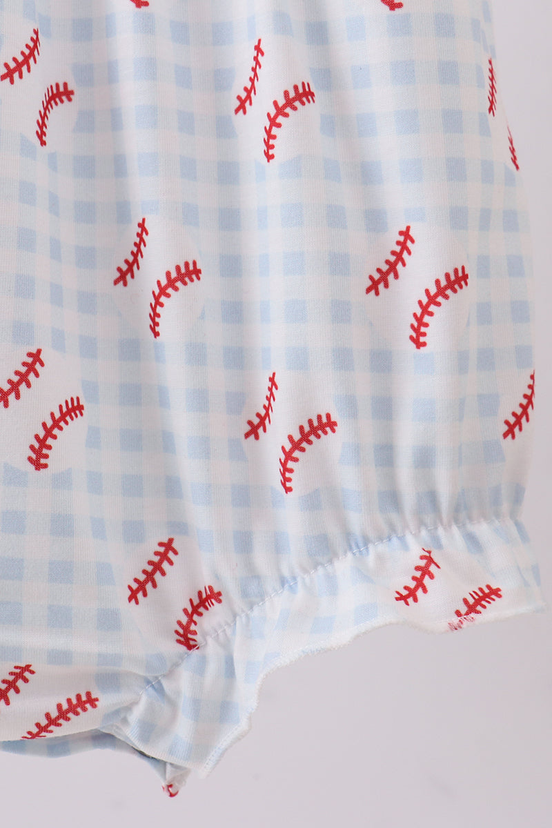 Baseball Gingham Ruffle Bubble