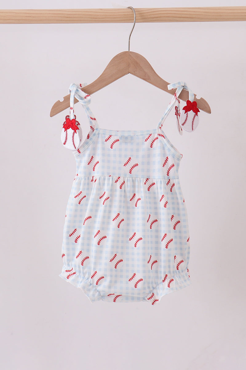 Baseball Gingham Ruffle Bubble