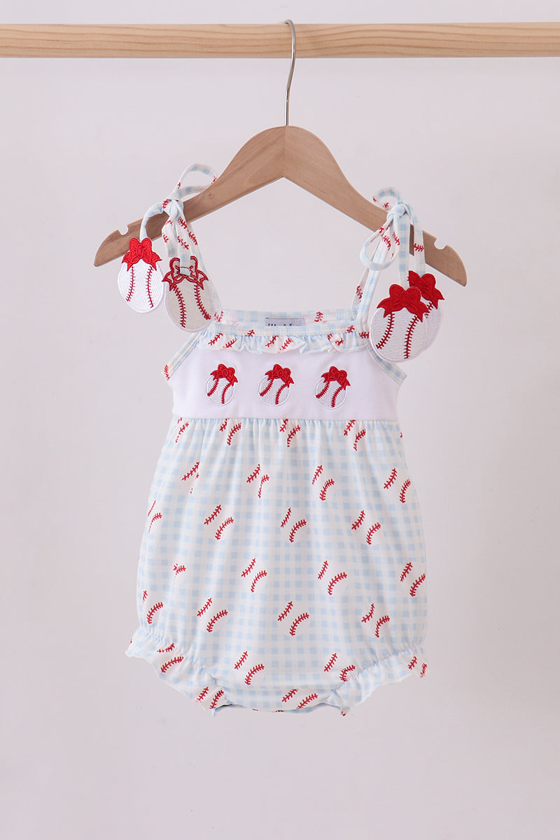 Baseball Gingham Ruffle Bubble