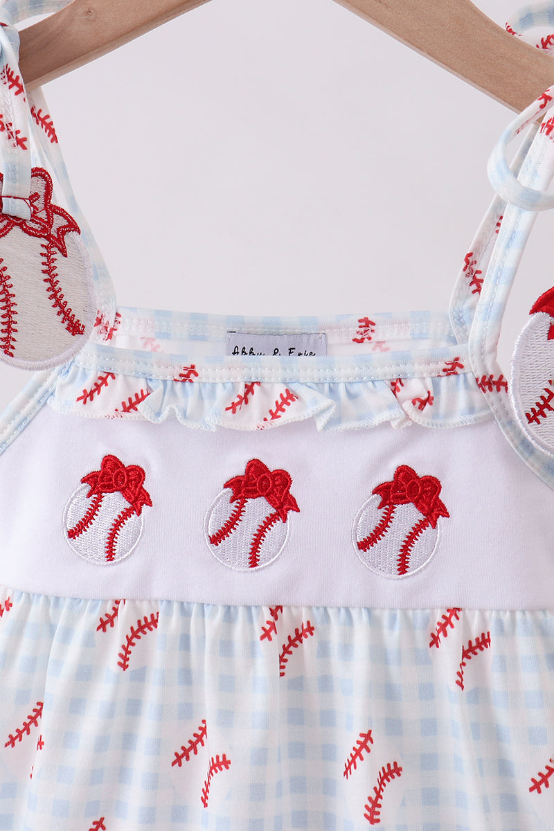 Baseball Gingham Ruffle Bubble