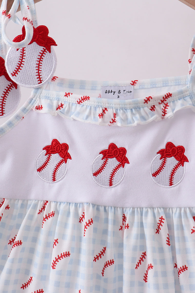Baseball Ruffle Gingham Shorts Set