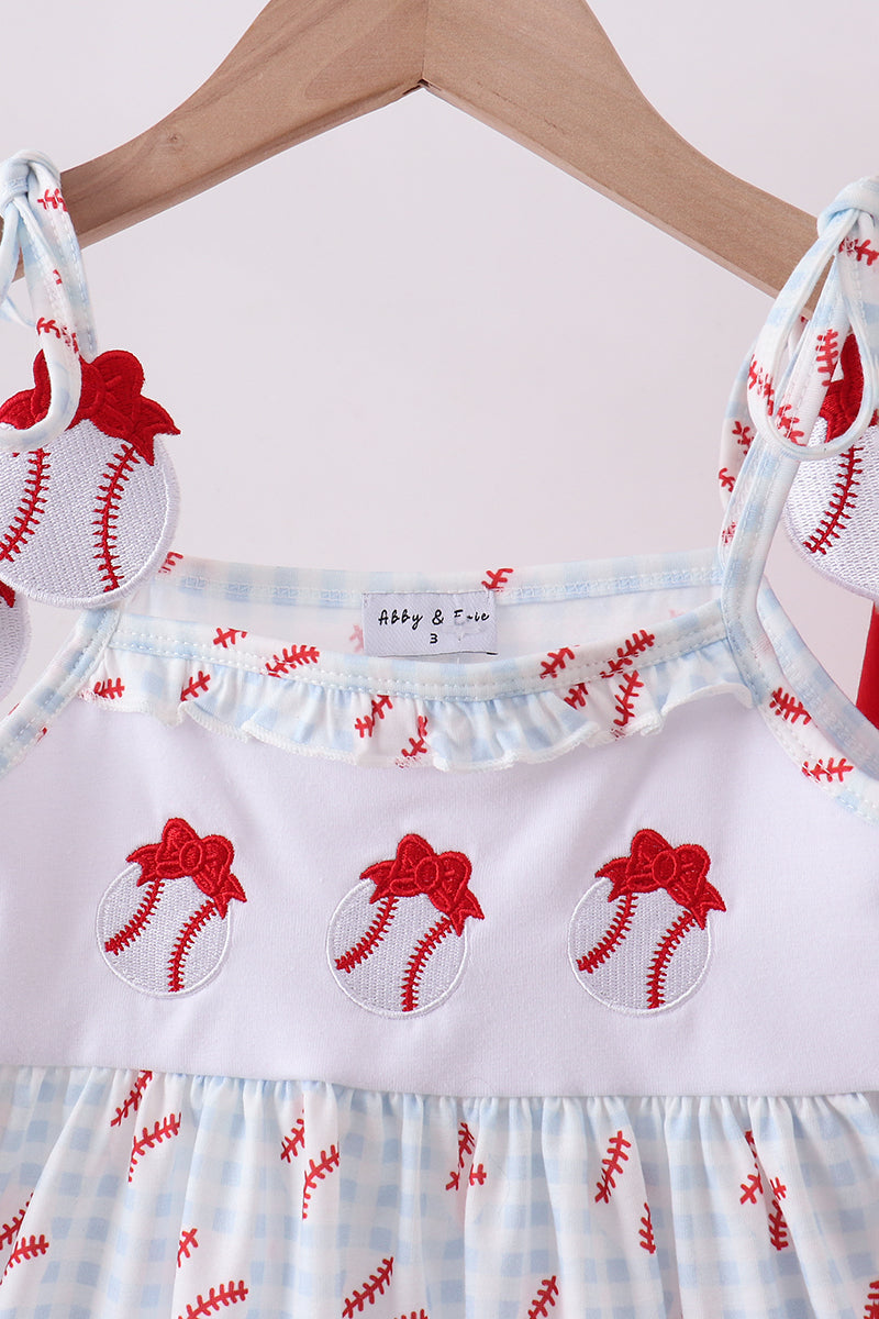 Baseball Ruffle Gingham Shorts Set