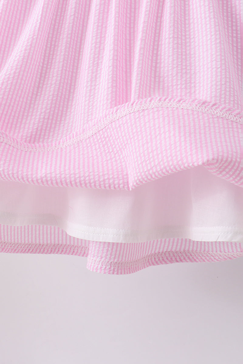 Pink Seerucker Animal Smocked Ruffle Short Set