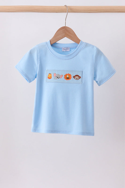 Blue Animal Smocked Top
