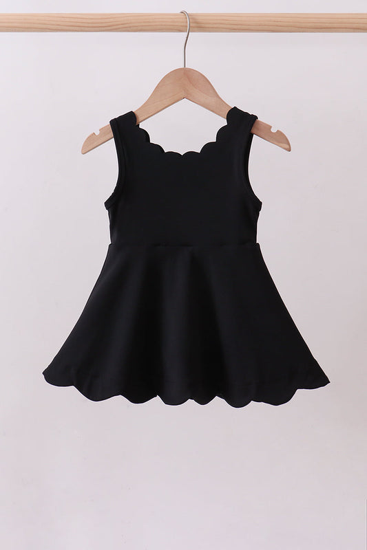 Black Scalloped Active Dress