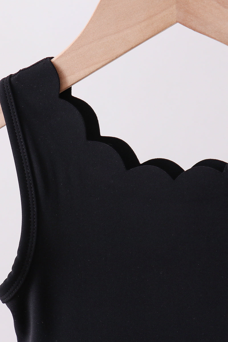 Black Scalloped Active Dress