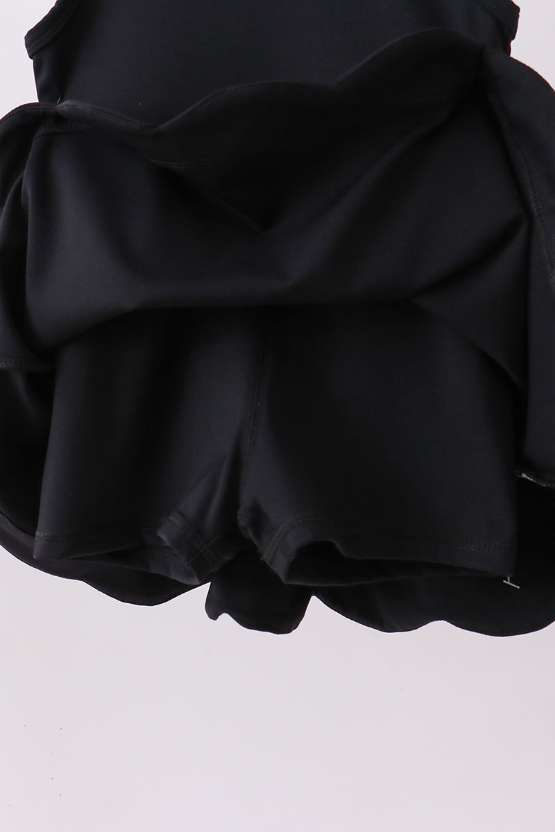 Black Scalloped Active Dress