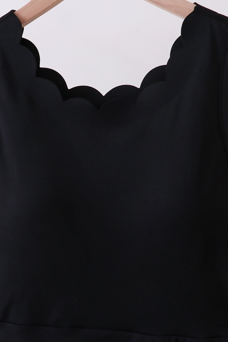Black Scalloped Active Dress