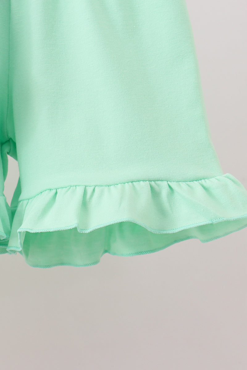 Pink Floral Print Puff Sleeve Ruffle Short Sets