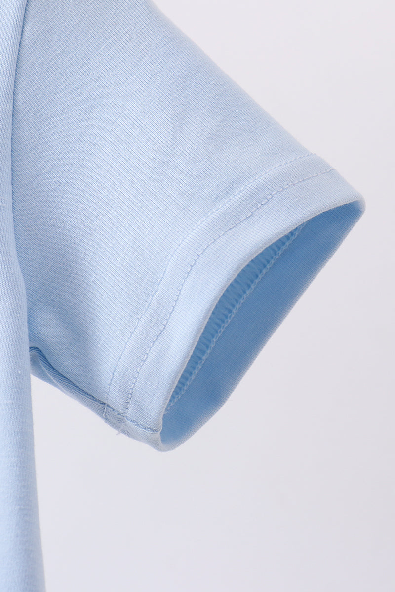 Blue Flag Smocked Bubble