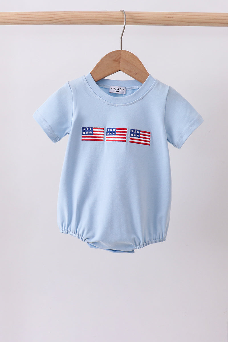 Blue Flag Smocked Bubble