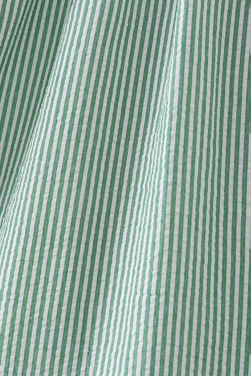 Green Watermelon Stripe Smocked Seersucker Dress