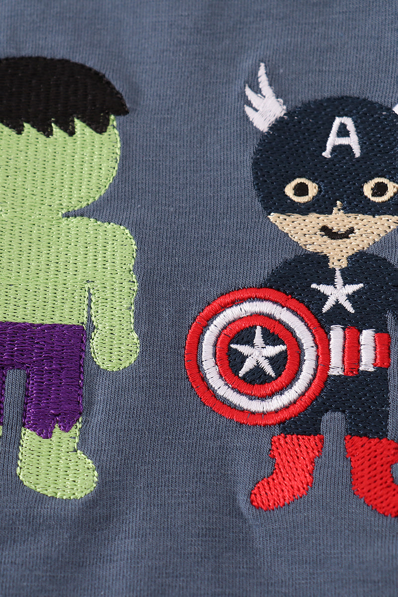 Navy Superhero Top