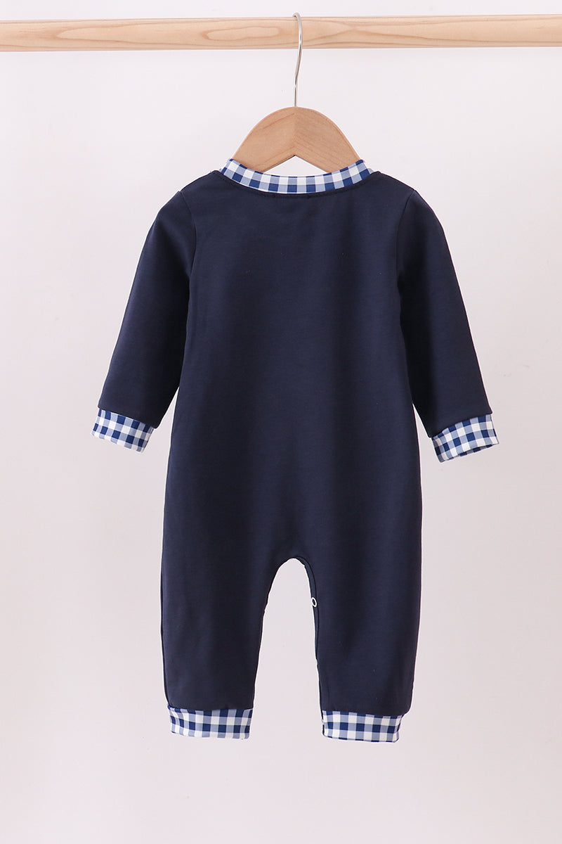 Navy Nativity Embroidery Romper