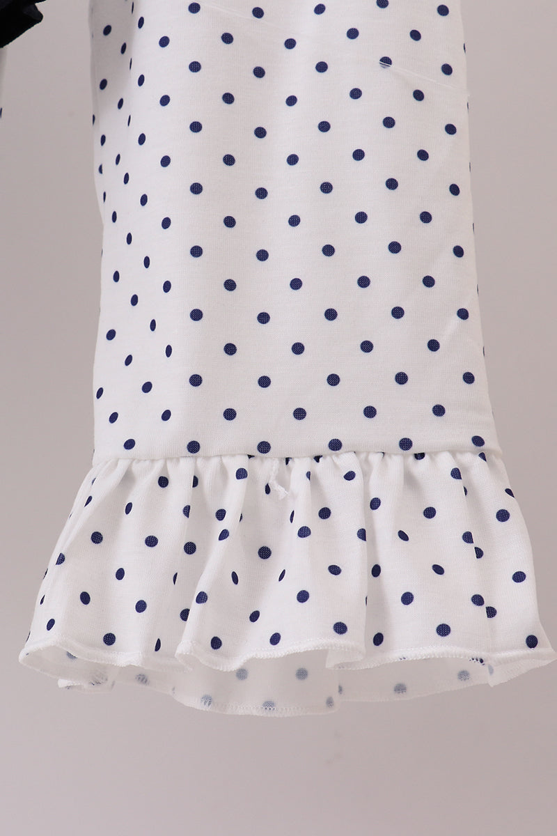 Navy Nativity Embroidery Ruffle Pant Set