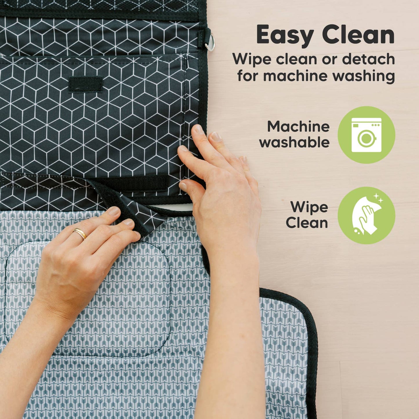 Ezee Portable Diaper Changing Pad, Foldable Changing Mat: Black Geo