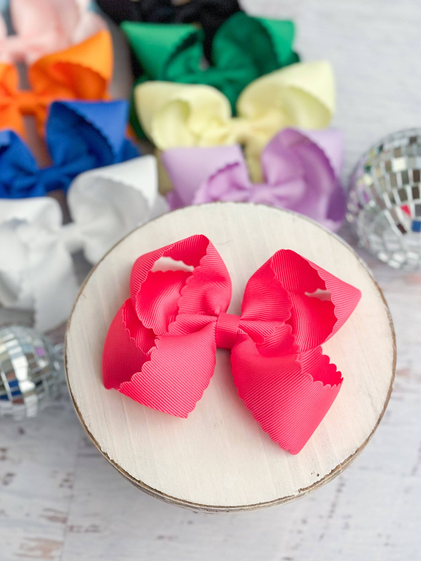 Classic Scalloped Bows - Alligator Clip - 4.5": Purple