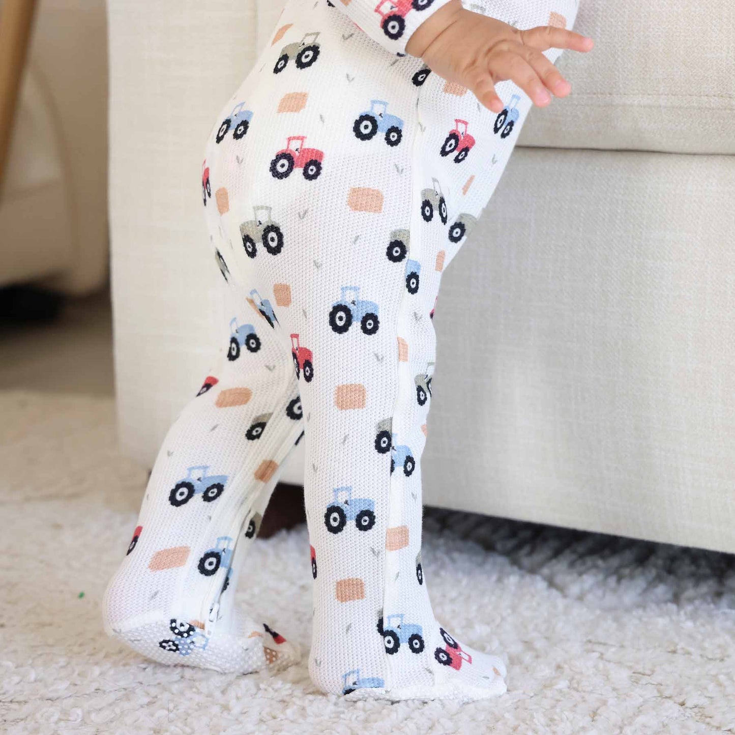 Little Farmer Bamboo Waffle Zipper Footie: Newborn