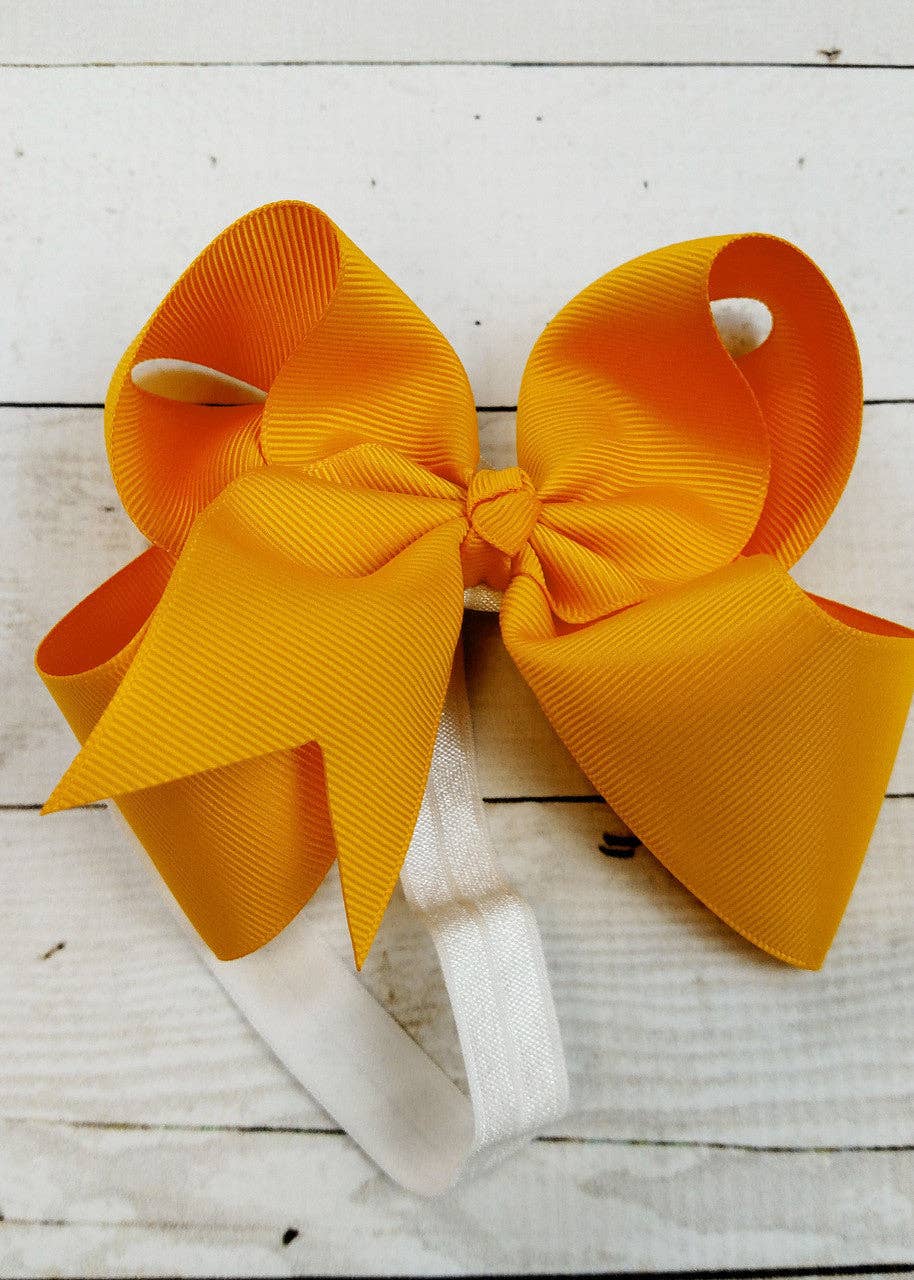 Classic Grosgrain Hair Bow - Satin Headband - 4.5": Red