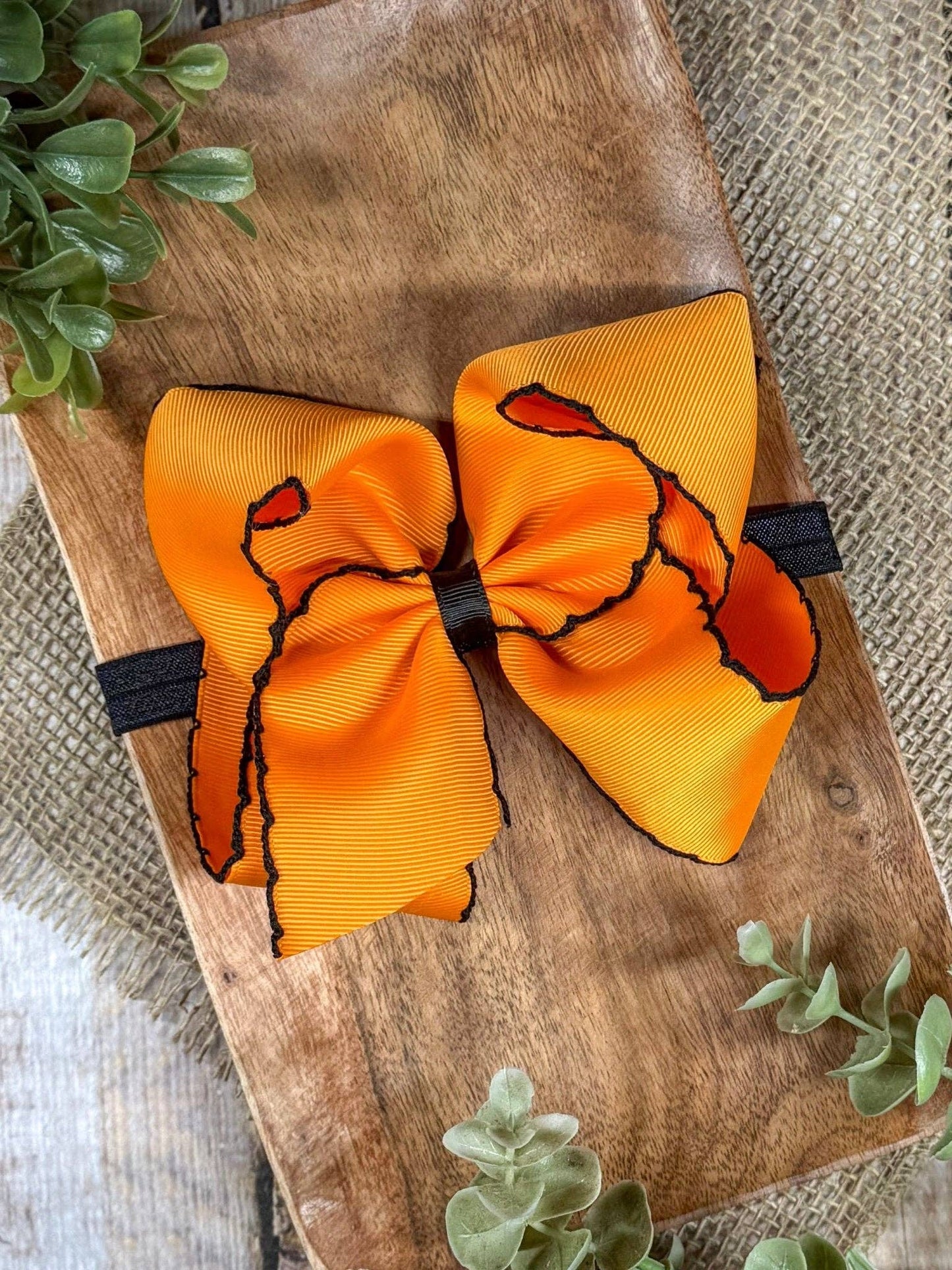 5" Classic Moonstitch Boutique Bows Girls Hair Accessories | Clip or Headband: Purple with White Moonstitch / Hair Bow on Clip