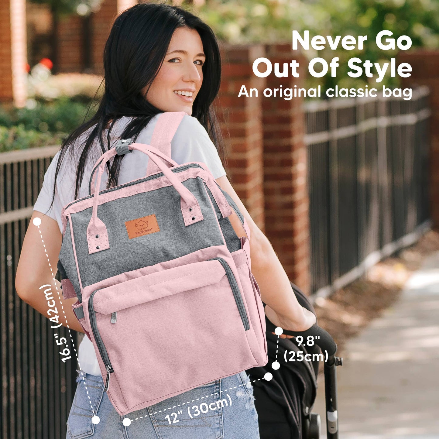 Original Diaper Bag Backpack, Baby Bags with Changing Pad: Pink Gray