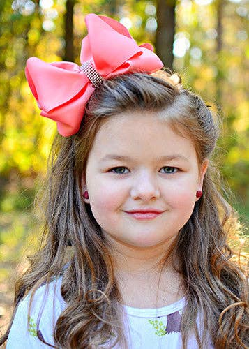 Oversize Rhinestone Hair Bows - French Clip - 5.5": Black