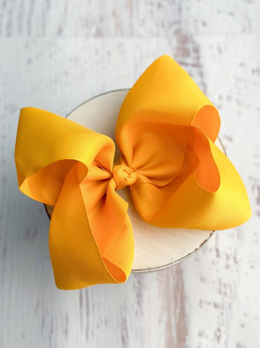 6.5" Texas Size Grosgrain Hair Bow | Alligator or French Clip: Alligator Clip / Mustard