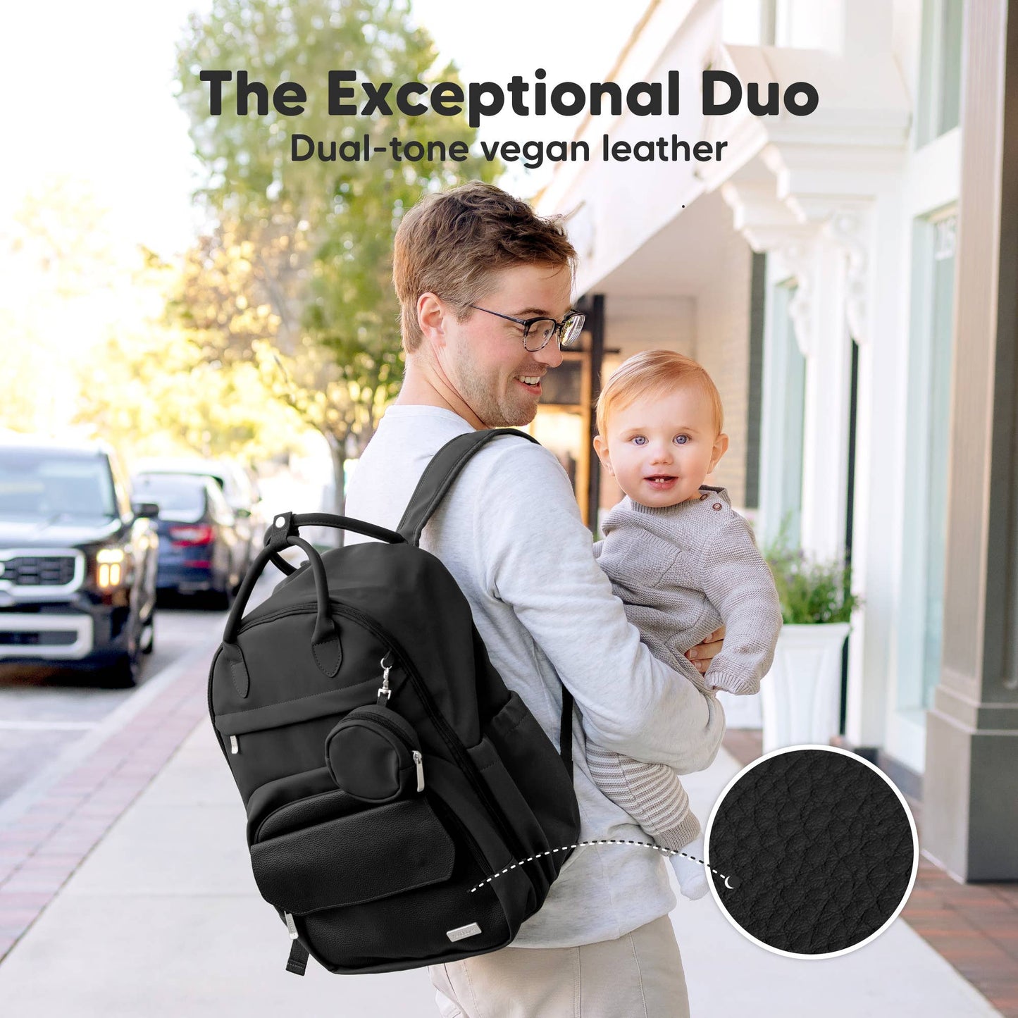 Play Diaper Bag Backpack, Baby Bag with Changing Pad: Trendy Black / Jumbo