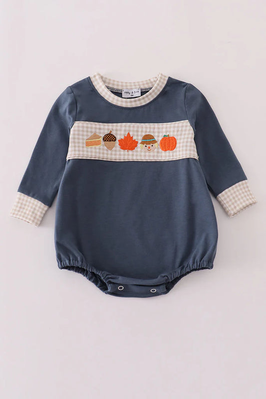 Navy Pumpkin Embroidery Bubble