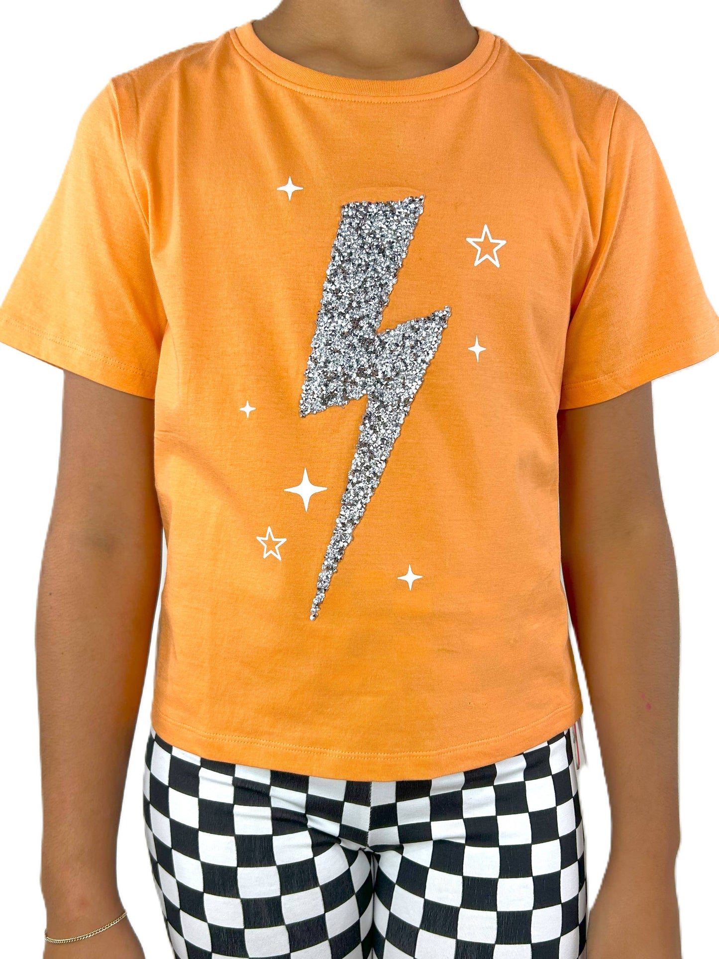 Rhinestone Lightning Bolt T-shirt - TWEEN GIRLS