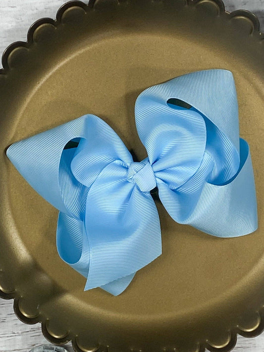 Oversize Grosgrain Hair Bow - Alligator Clip - 5.5": Sky Blue