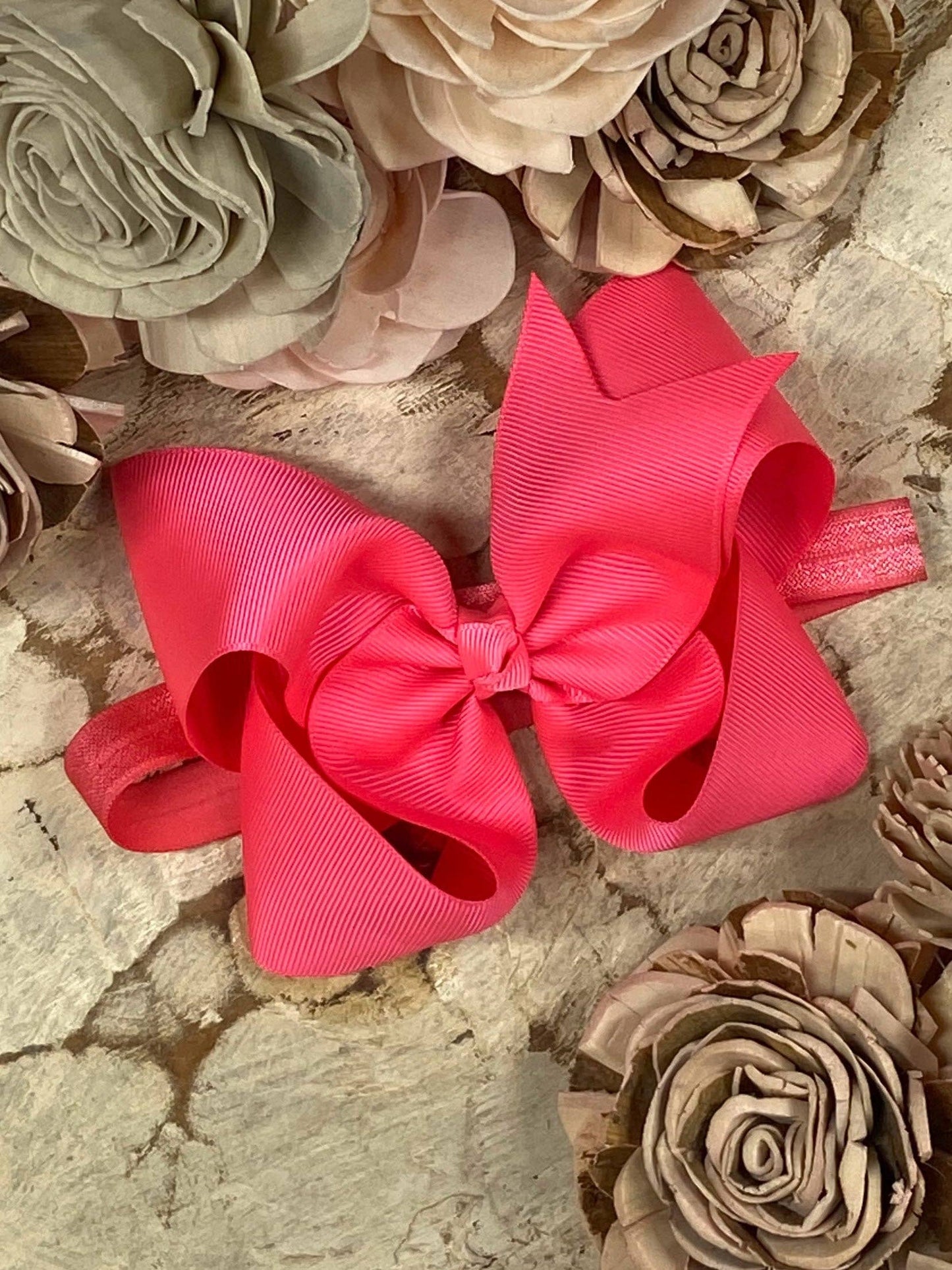 Classic Grosgrain Hair Bow - Satin Headband - 4.5": Black