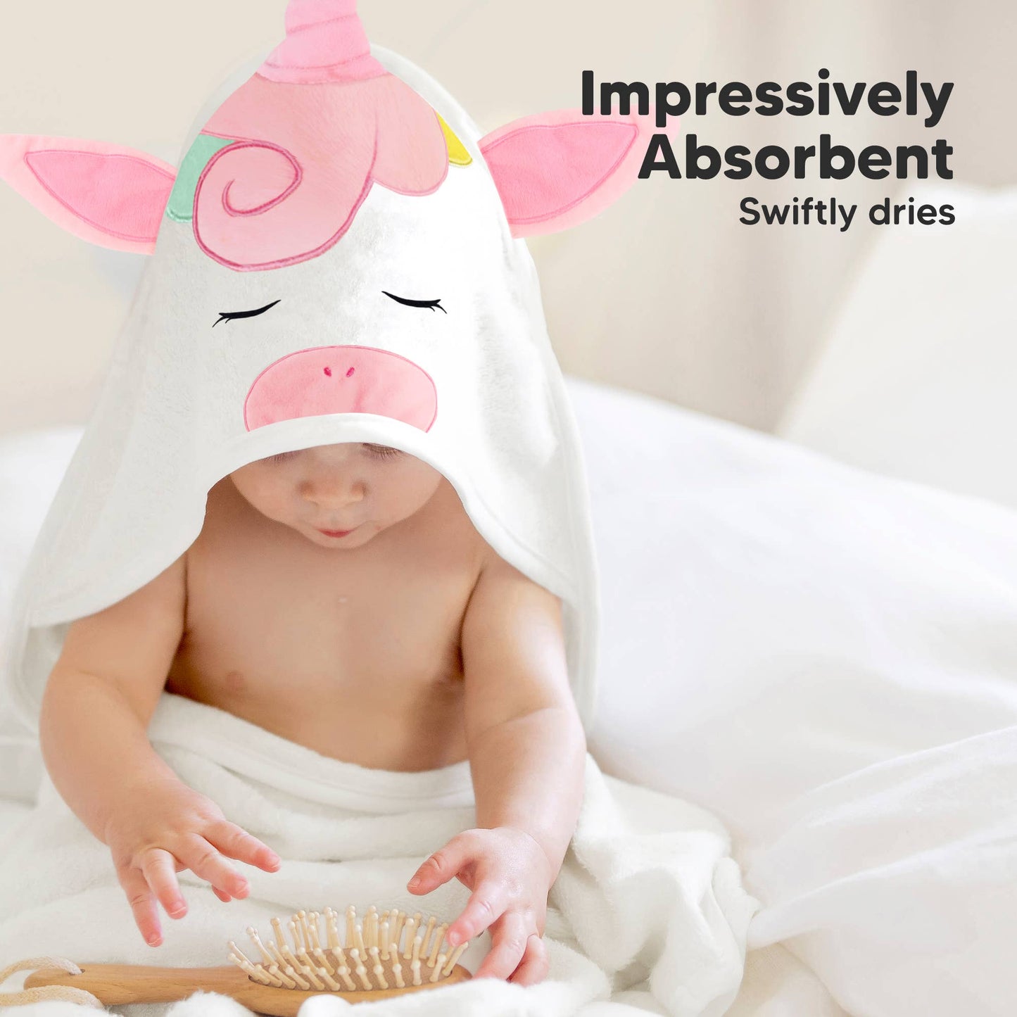 KeaBabies Cuddle Baby Hooded Towel: Unicorn