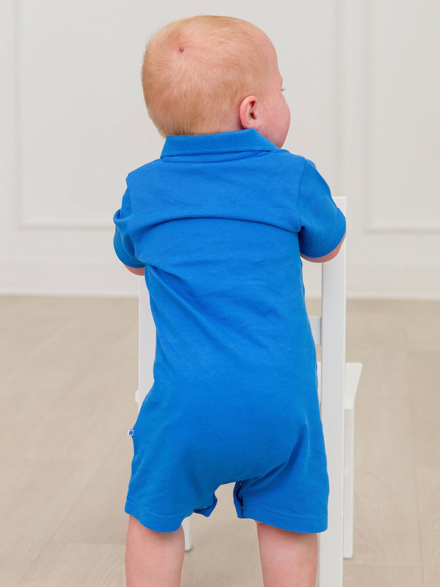 Baby Boys Sonic Blue Pique Polo Romper