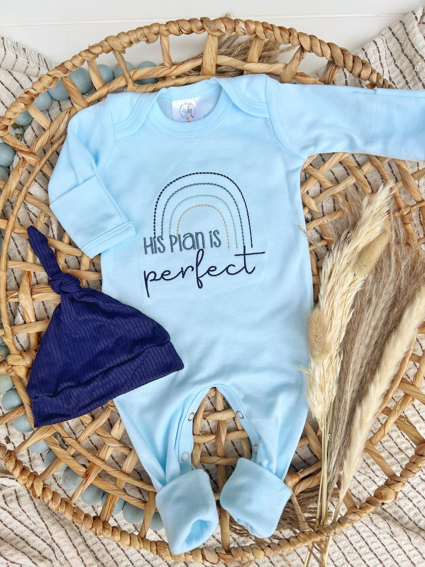 Baby Romper | Baby Boy Outfit His Plans Are Perfect Rainbow: Newborn / Romper only