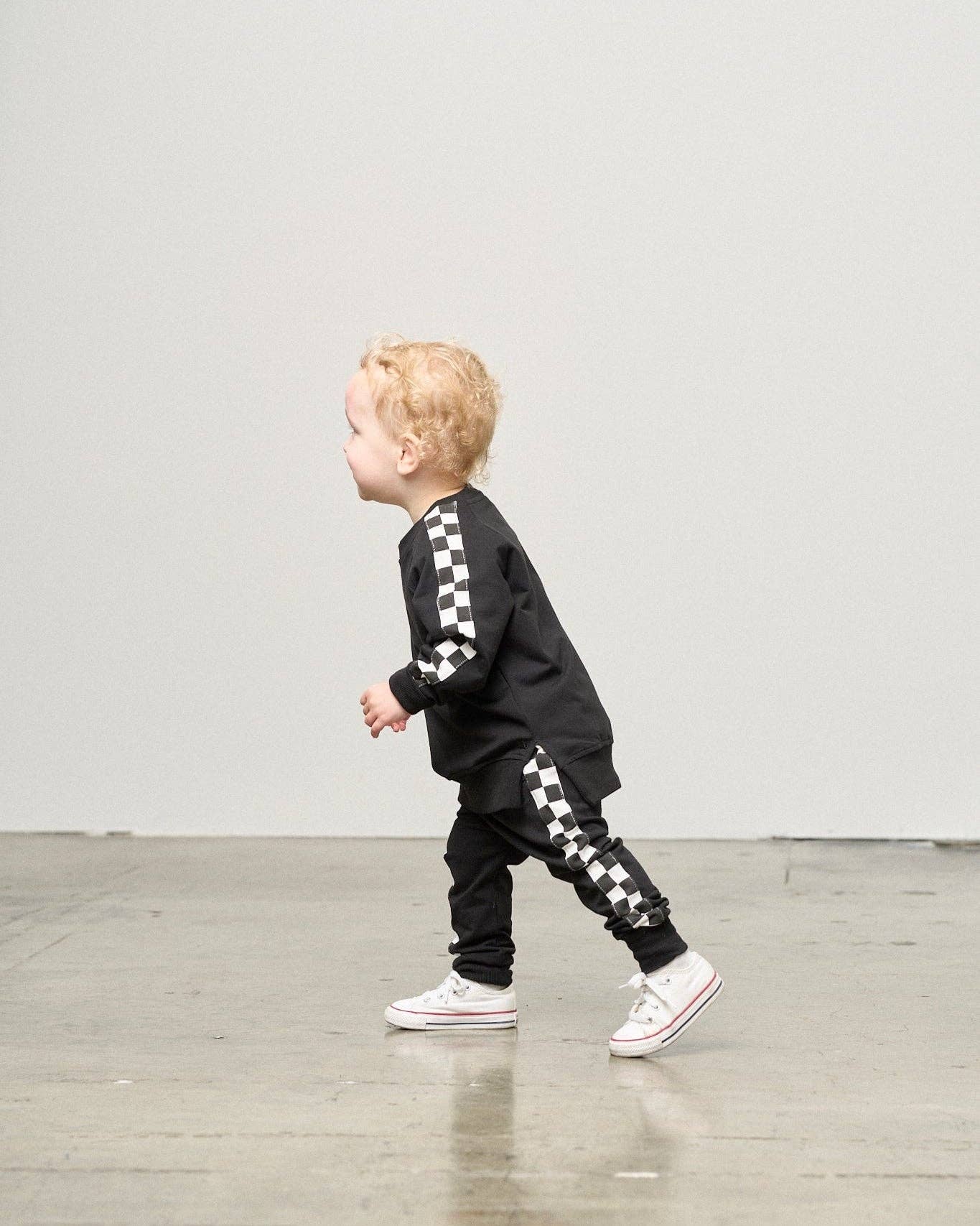 Side Checkered Jogger - Black