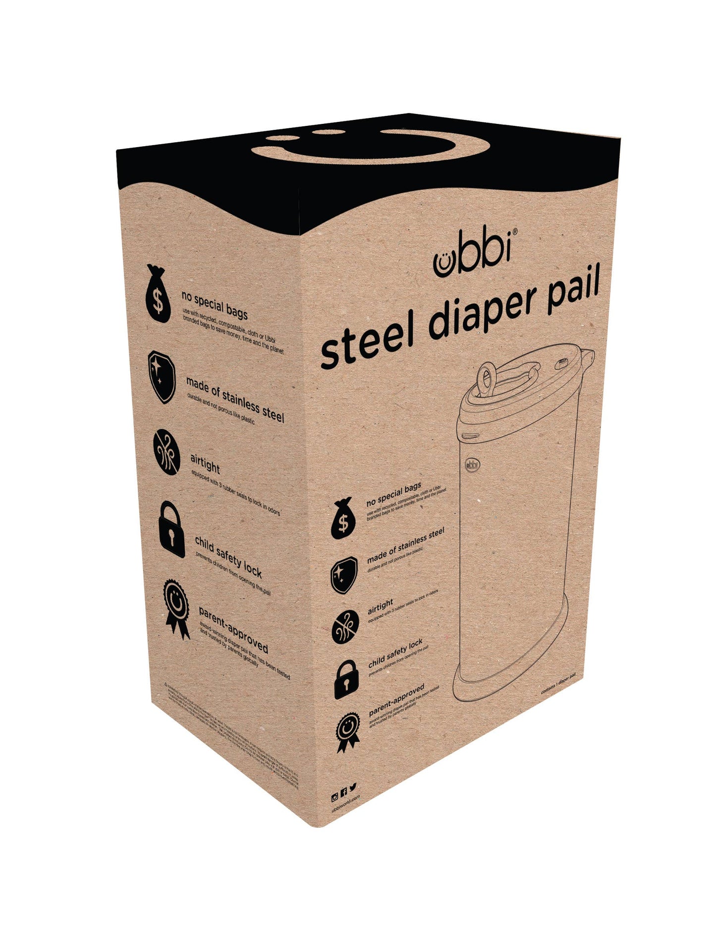 Matte Black Diaper Pail