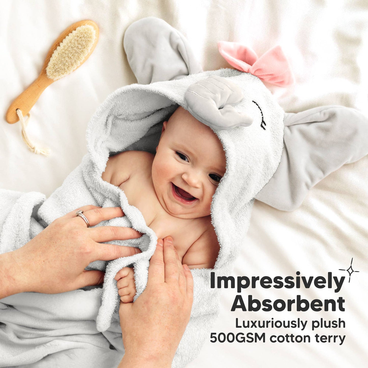 Playpals Hooded Baby Bath Towels for Newborn: Ella