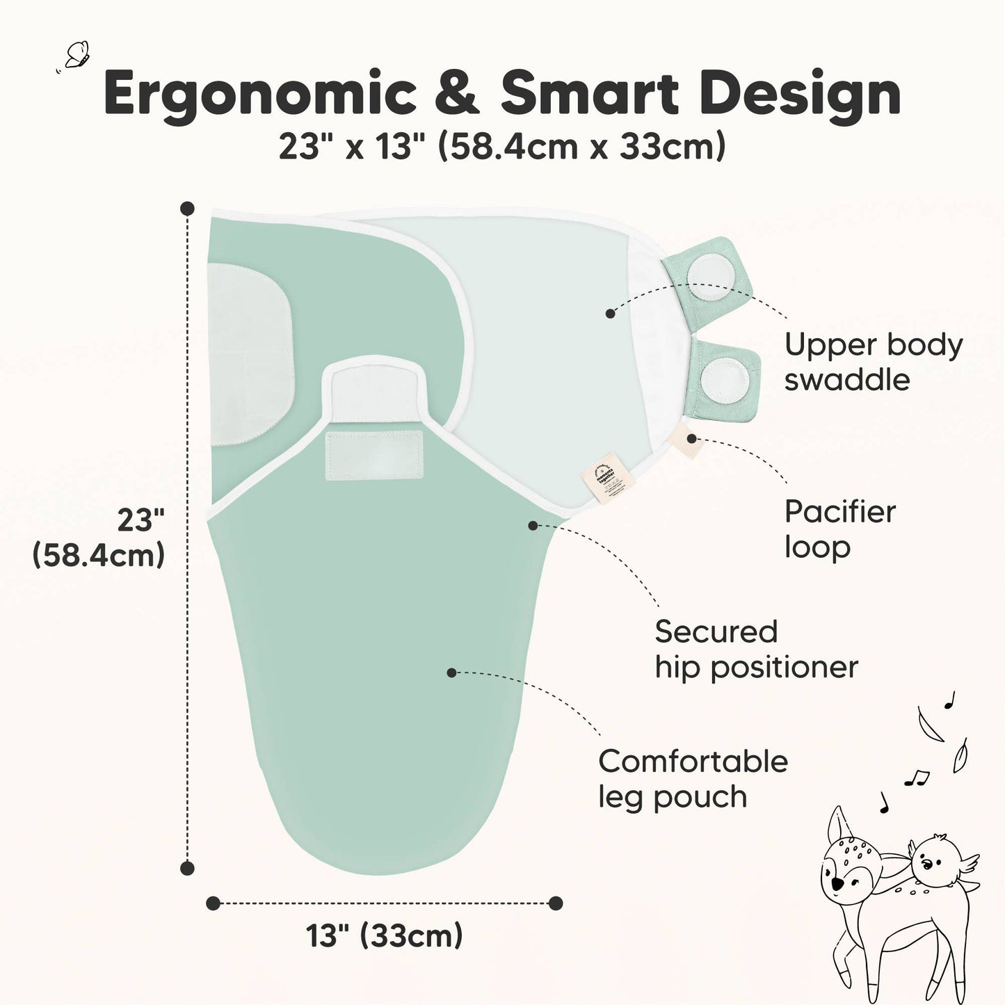 3pk Soothe Baby Swaddles 0-3 Months, Sleep Sack for Newborns: Sage / OS 0-3M