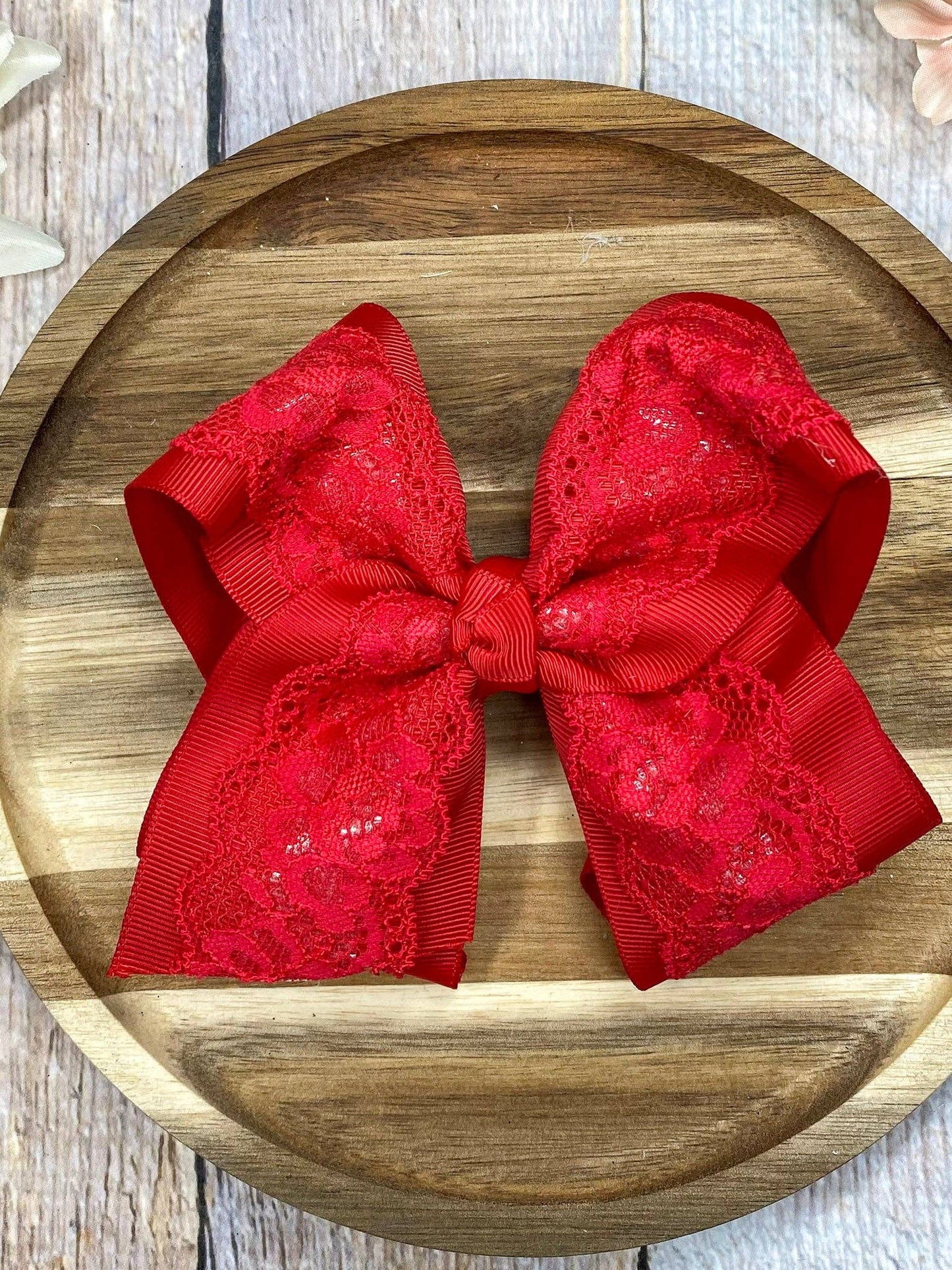 Chantilly Lace Classic Hair Bow: Red