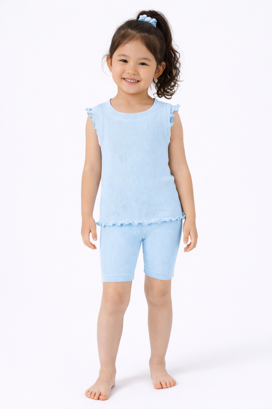Little Girls Seamless Ruffle Tank and Bike Short Set: DUTCH CANAL
