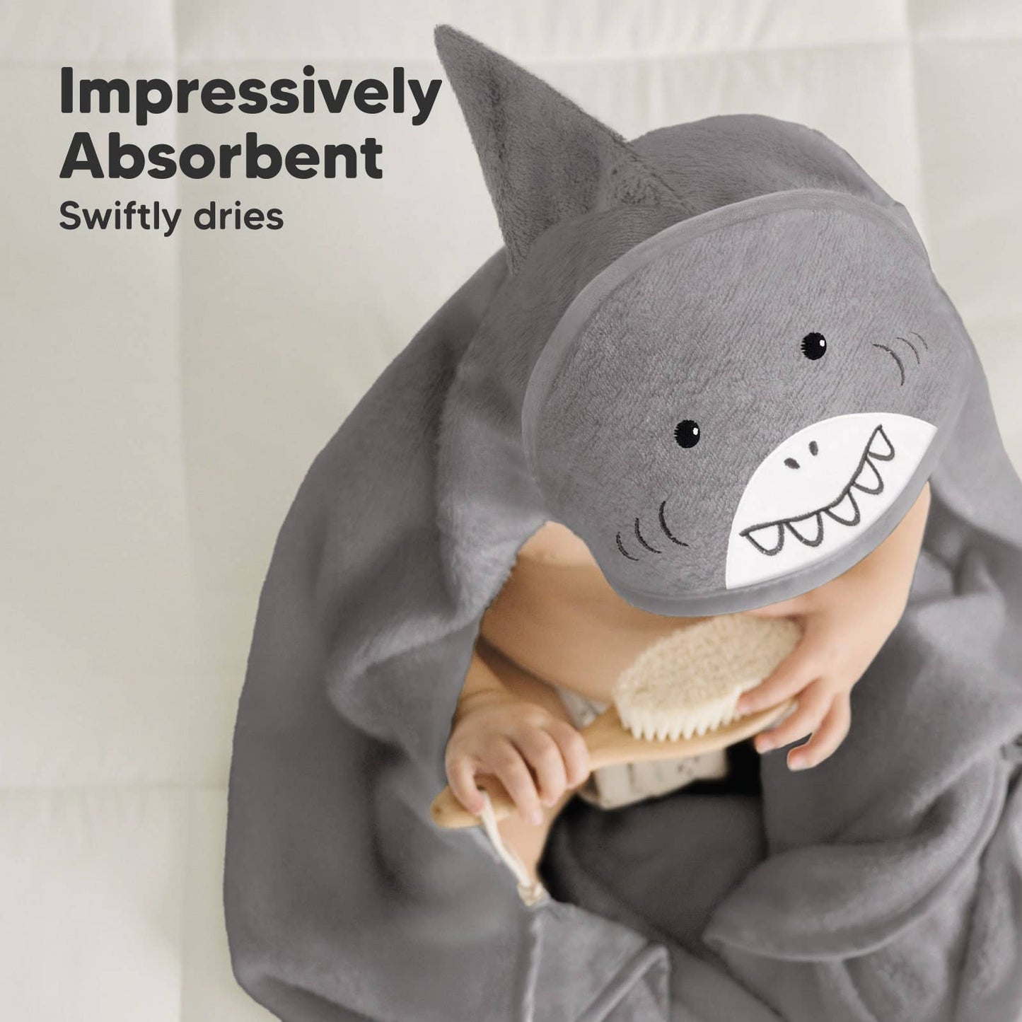KeaBabies Cuddle Baby Hooded Towel: Shark