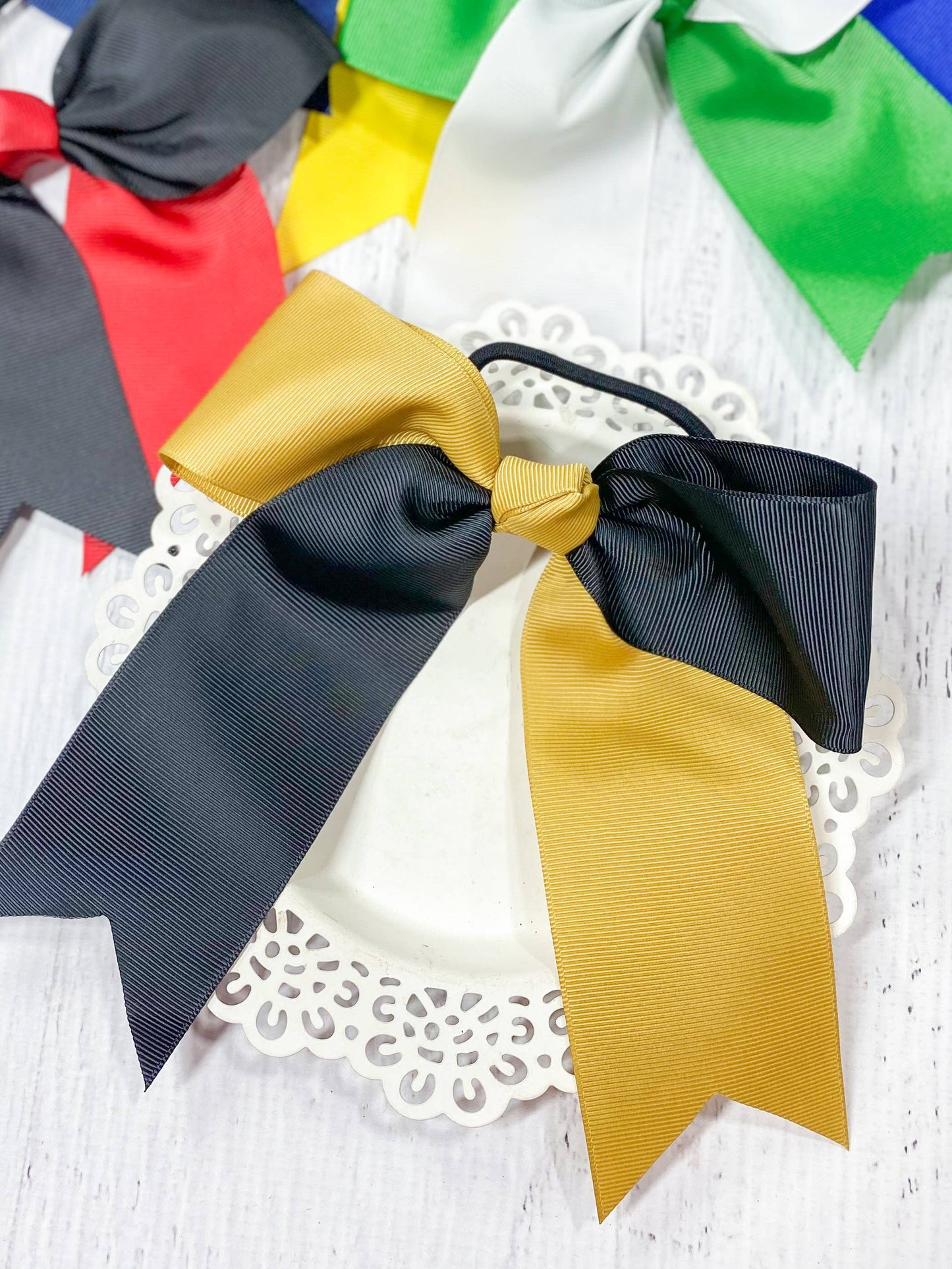 School Spirit Cheer Bows: Gold/Black