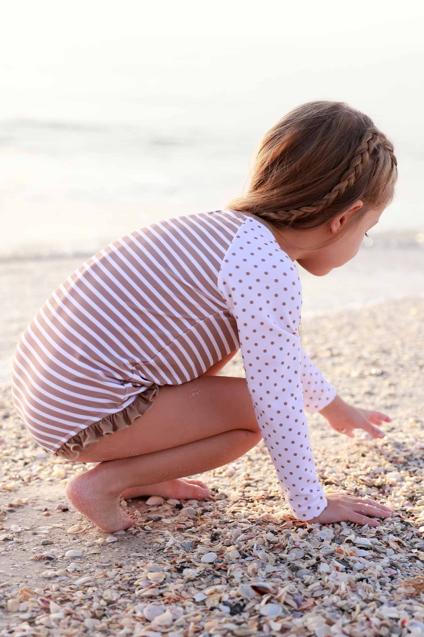 Long Sleeve Rash Guard with Front Zipper | Sandy Stripes