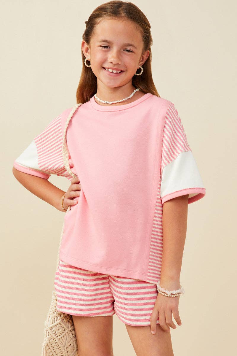 Girls Colorblock Stripe Insert Knit Set