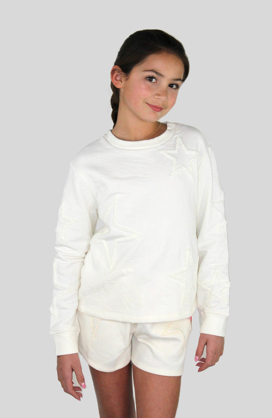 Sweatshirt with stars chenille embroidery - TWEEN GIRLS