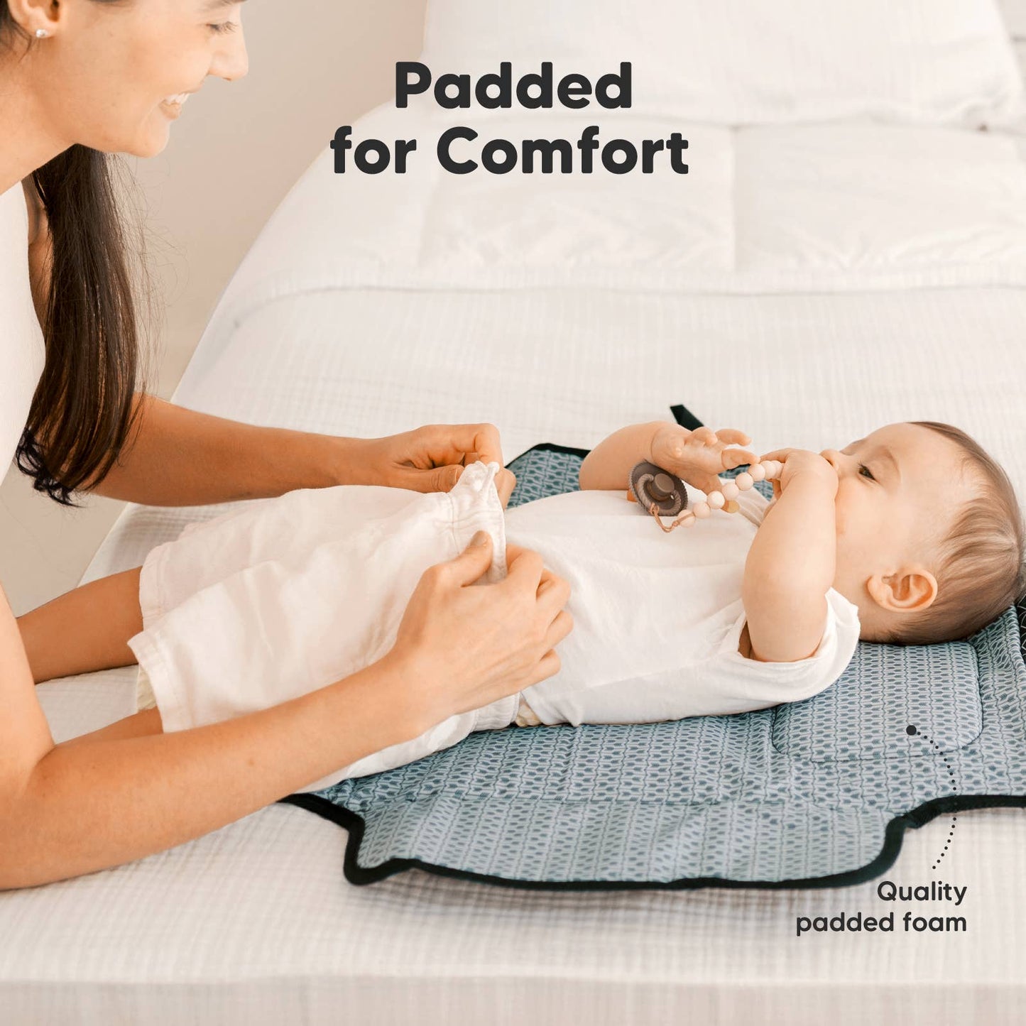 Ezee Portable Diaper Changing Pad, Foldable Changing Mat: Black Geo