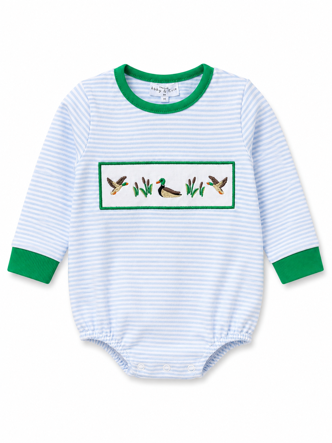 Green Duck Embroidery Stripe Bubble