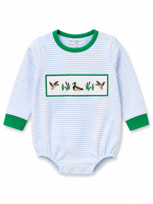 Green Duck Embroidery Stripe Bubble